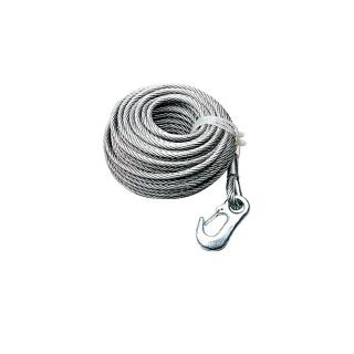 Steel cable with snap hook for cable winches, diameter (Ø) 6.0 mm, 20 meters