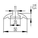 Airline lashing rail aluminum L 2998 mm undrilled, W 50 mm, H 11.5 mm