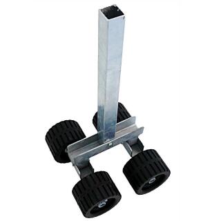 Fixed support square tube 4 wobble rollers 34 x 34 x 400 mm